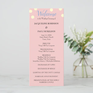 Rose Blue Cream Polka Dots Wedding Program Programme
