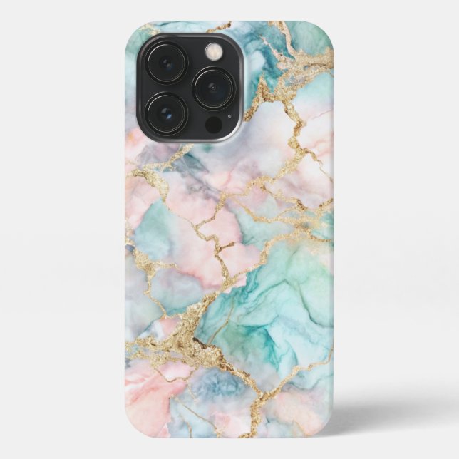 Rose Blue Gold Marble iPhone Case (Back)