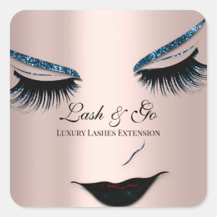 Rose Blue Makeup Artist Lash Extension Makeup Square Sticker