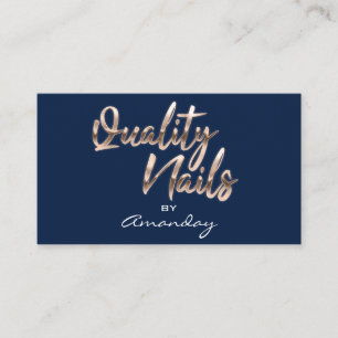 Rose Blue Navy Quality Nail Script QR Code Logo Business Card