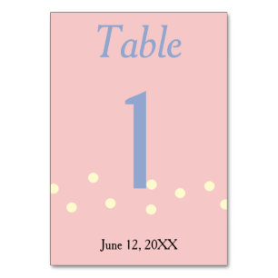 Rose Blue Polka Dots Wedding Table Number