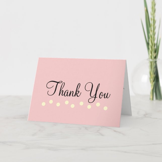 Rose Blue Polka Dots Wedding Thank You Card (Front)