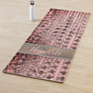 Rose Blush Beads Glittery Namaste Personalised Yoga Mat