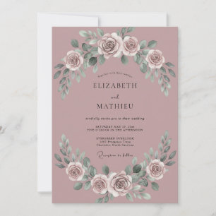 Rose Blush Botanical Flourish Wedding Invitation