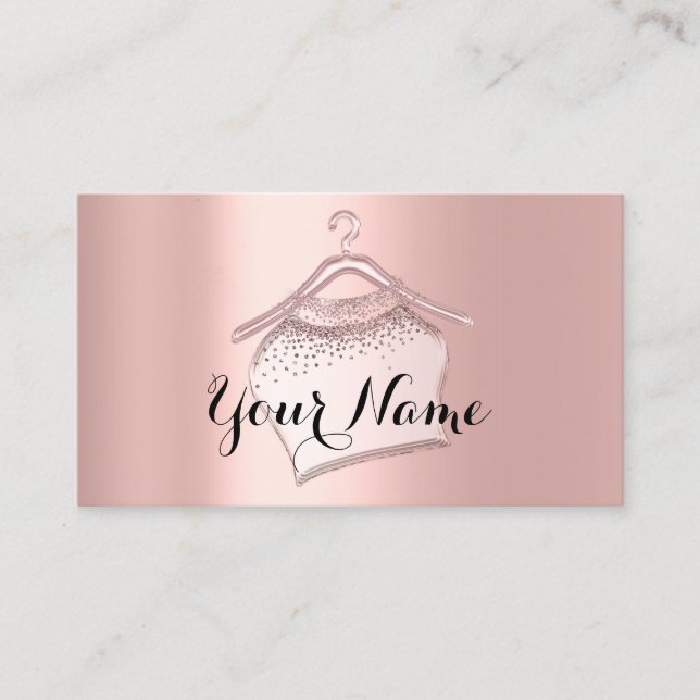 Rose Blush Cloth Closet Hanger Fashion Boutique Business Card (Front)