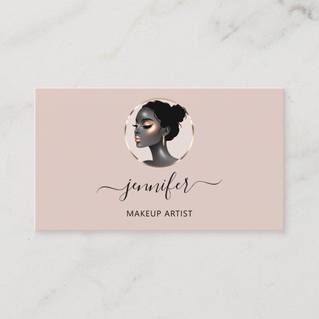 Rose Blush Gold Makeup Artist Logo Lashes QR CODE Business Card (Front)