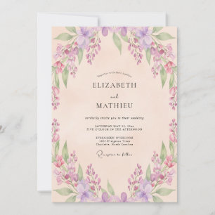 Rose Blush Lilac Wisteria Wedding Invitation