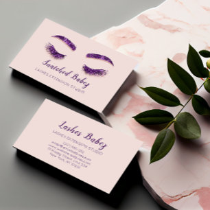 Rose Blush  Microblading Makeup Eyelash Purple Business Card