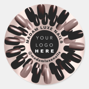 Rose Blush Nails Stylist Studio Custom Logo Classic Round Sticker