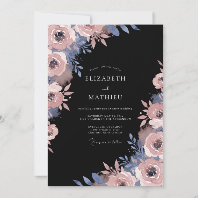 Rose Blush Painterly Flourish Wedding Invitation (Front)