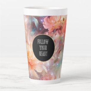 Rose Blush Peach Orange Floral Latte Mug