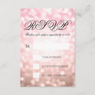 Rose Blush Pink Bokeh Lights Elegant Wedding RSVP