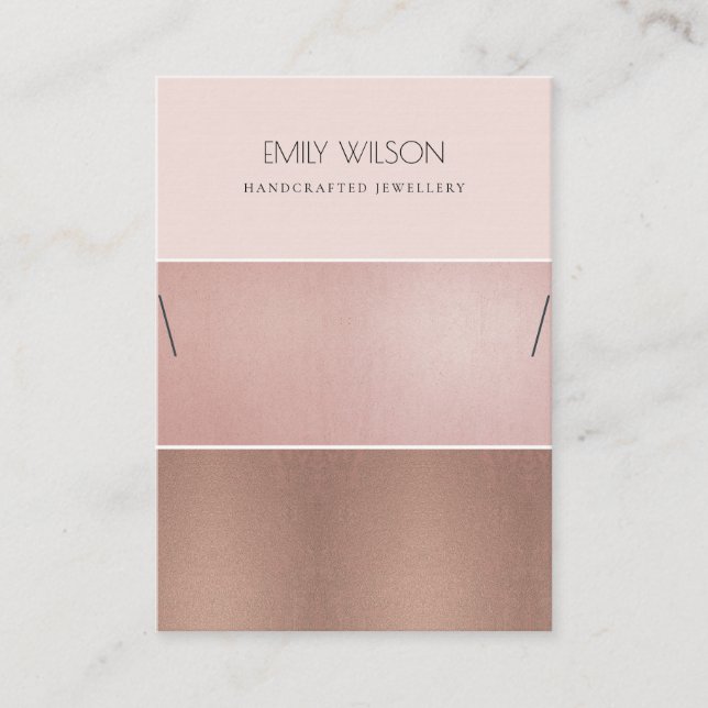 ROSE BLUSH PINK COPPER STRIPE NECKLACE DISPLAY BUSINESS CARD (Front)