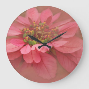 Rose Blush Poinsettias Digital Art Large Clock