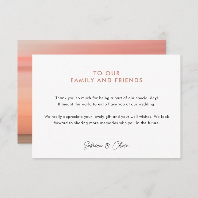 Rose Blush Simple Wedding Thank You Card (Front/Back)