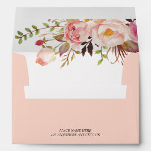 Rose Blush Watercolor Floral Romantic Envelope