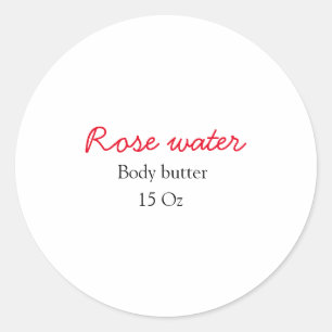 Rose body butter add your text name custom weight  classic round sticker