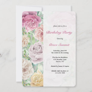 Rose Border Birthday Party Invitations