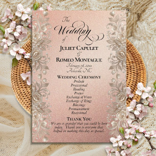 Rose Border on Rose Gold - Wedding Programme