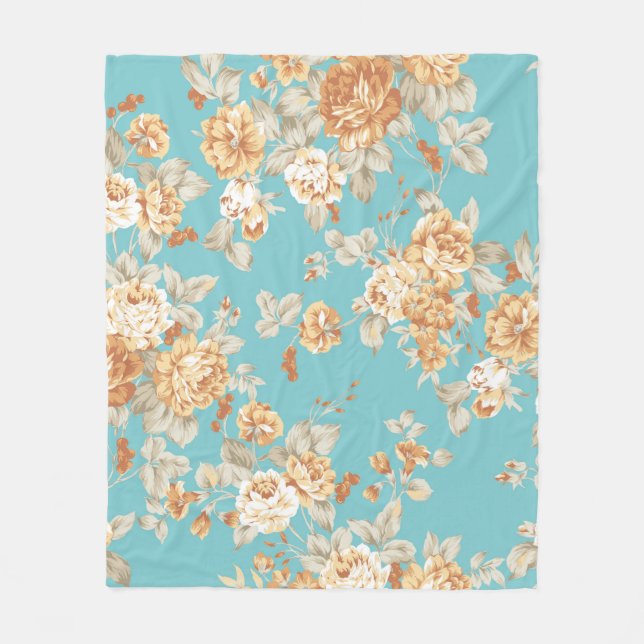 Rose bouquet design Seamless pattern with White ba Fleece Blanket (Front)