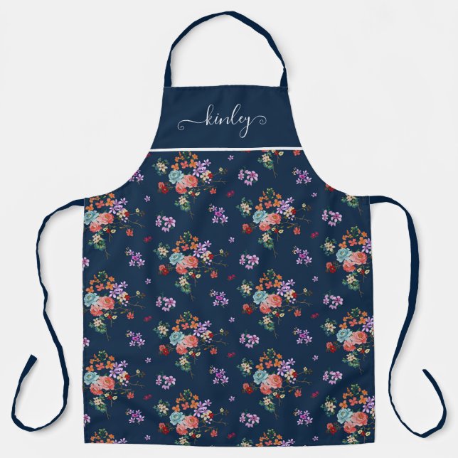 Rose Bouquet Floral Pattern Apron (Front)