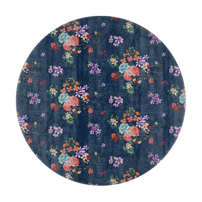 Rose Bouquet Floral Pattern Cutting Board (Front)