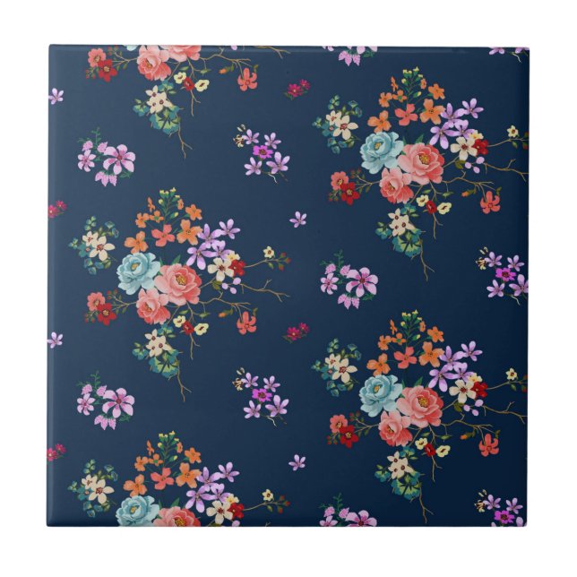 Rose Bouquet Floral Pattern Tile (Front)