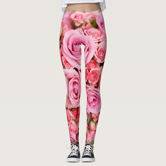 Rose Bouquet Flower Leggings (Front)