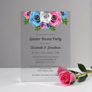 Rose Bouquet Gender Reveal Acrylic Invitations