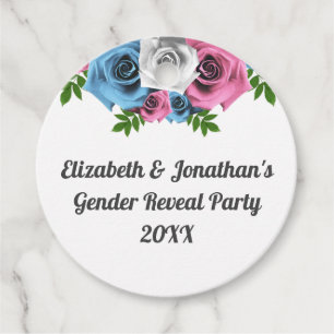 Rose Bouquet Gender Reveal Favour Tags