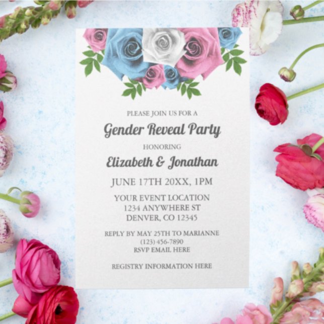 Rose Bouquet Gender Reveal Invitation (Creator Uploaded)