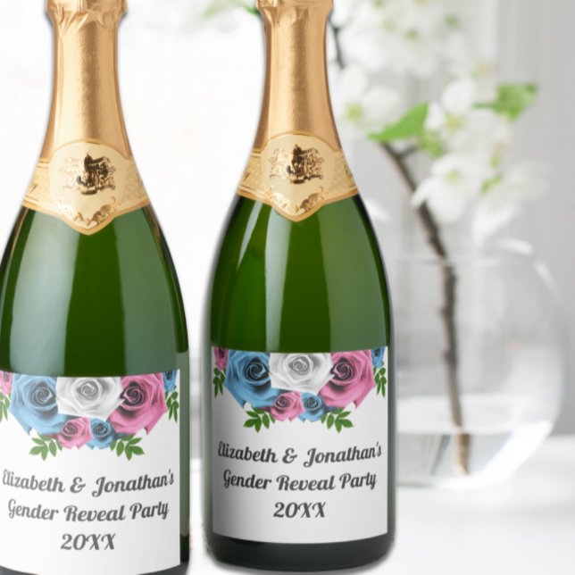 Rose Bouquet Gender Reveal Sparkling Wine Label (Creator Uploaded)