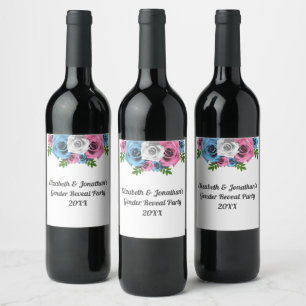 Rose Bouquet Gender Reveal Wine Label