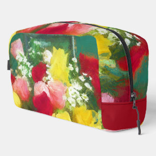 Rose Bouquet of Roses Painting Original Flower Art Dopp Kit