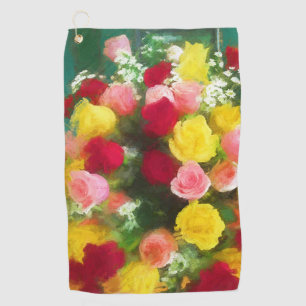 Rose Bouquet Painting - Cute Original Flower Art Golf Towel