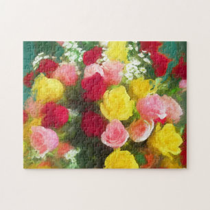 Rose Bouquet Painting - Cute Original Flower Art Jigsaw Puzzle