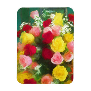 Rose Bouquet Painting - Cute Original Flower Art Magnet