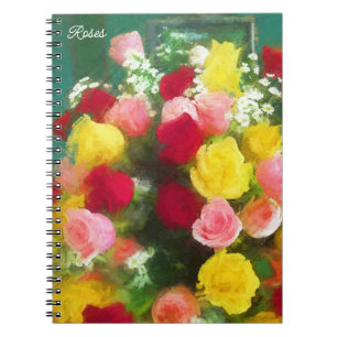 Rose Bouquet Painting - Cute Original Flower Art Notebook