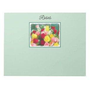 Rose Bouquet Painting - Cute Original Flower Art Notepad