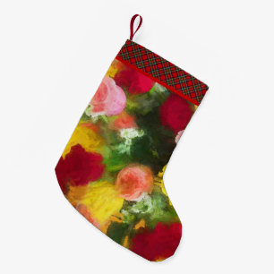 Rose Bouquet Painting - Cute Original Flower Art Small Christmas Stocking