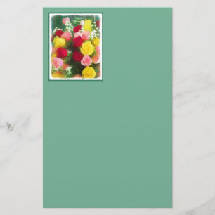 Rose Bouquet Painting - Cute Original Flower Art Stationery