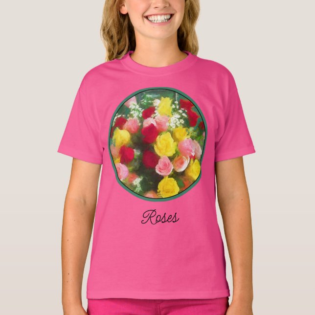 Rose Bouquet Painting - Cute Original Flower Art T T-Shirt (Front)