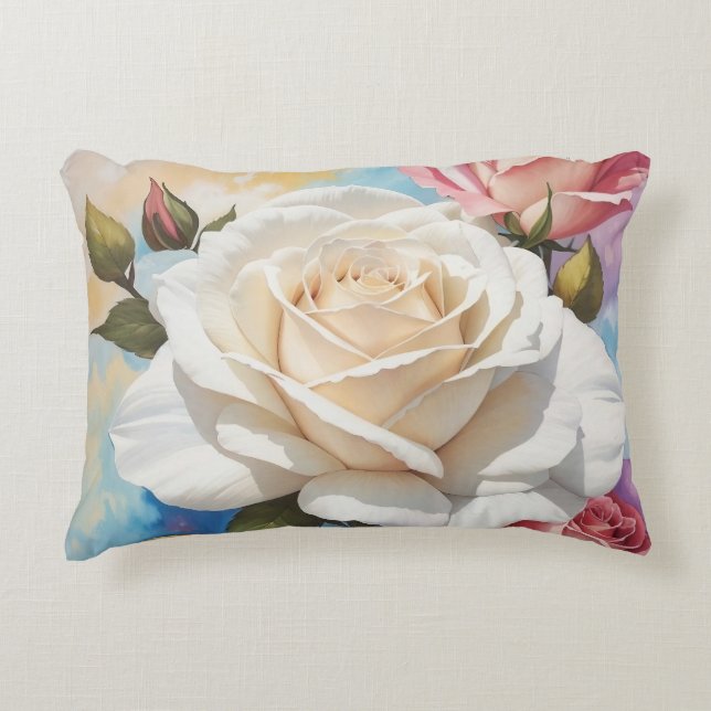 Rose Bouquet Painting Design Decorative Cushion (Front)