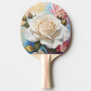 Rose Bouquet Painting Design Ping Pong Paddle