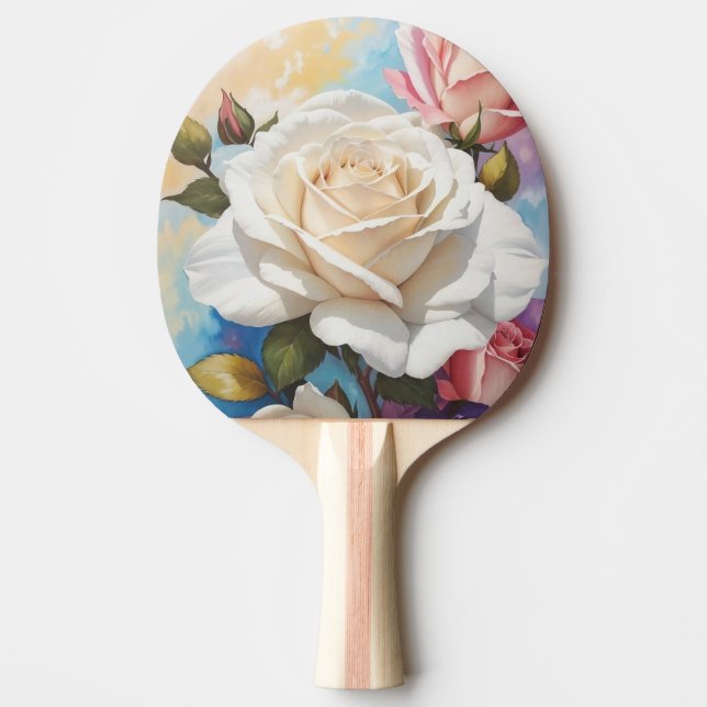 Rose Bouquet Painting Design Ping Pong Paddle (Front)
