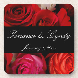 Rose Bouquet Personal Wedding Coaster