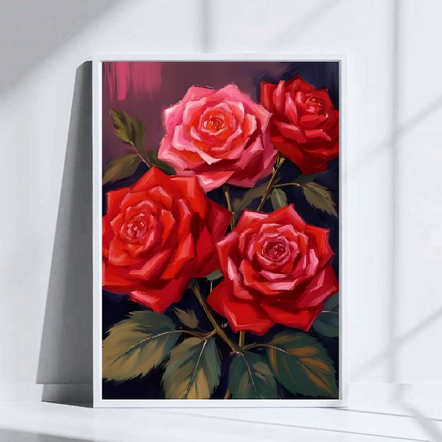 Rose Bouquet | Red Floral Watercolor Painting Poster (Creator Uploaded)