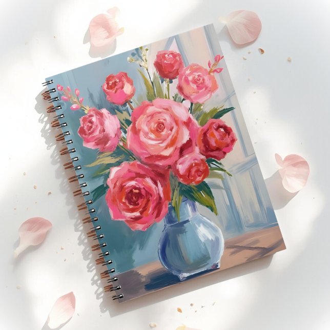 Rose Bouquet | Red Flower Vase Watercolor Floral Notebook (Creator Uploaded)