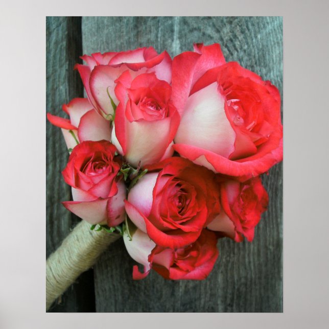 Rose Bouquet | Rustic Barn Wood Poster (Front)