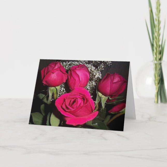 Rose Bouquet Valentine's Card (Large Print) (Front)